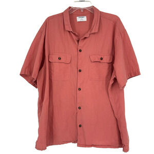 Old Navy Mens Short Sleeve Camp Shirt Pink Linen Blend Button Up Size XXL